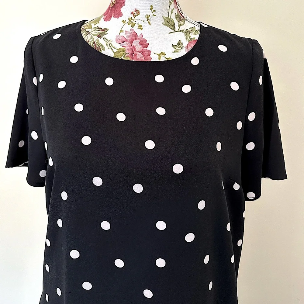 JACQUI E | B & W Polka Dot Shift Dress | Size 10 | Preloved - Picture 5 of 11